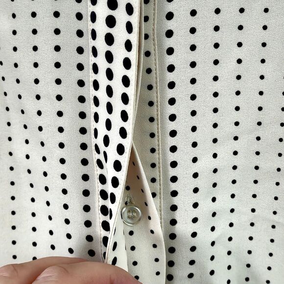 Anne Klein Blouse Long Sleeve 0X Cream Polka Dot Pattern Playful - Picture 6 of 12